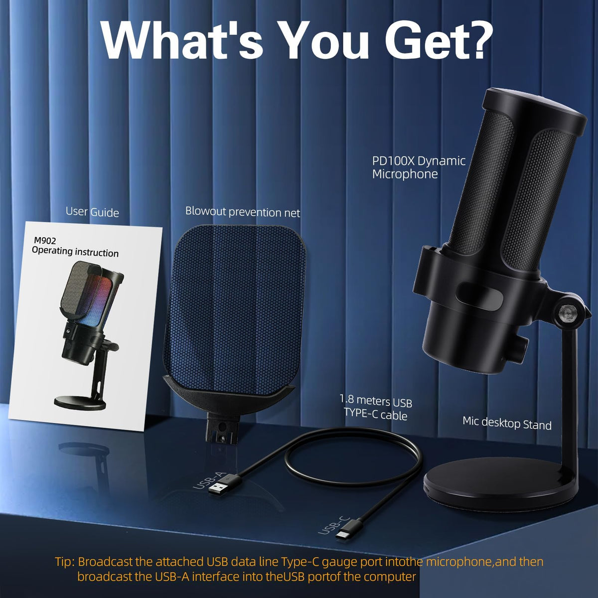 USB Condenser Microphone with Quick Mute, Pop Filter, Shock Mount R12917