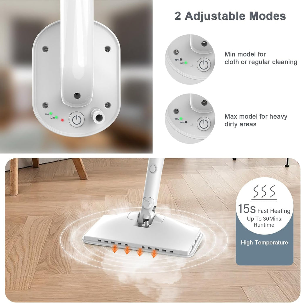 1200W 6-in-1 Steam Mop with 2 Modes, 400ML Removable Tank W782