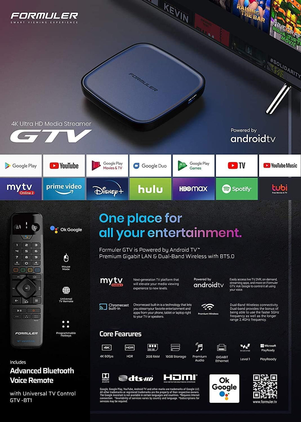 4K Media Streaming Box with Voice Remote N53343