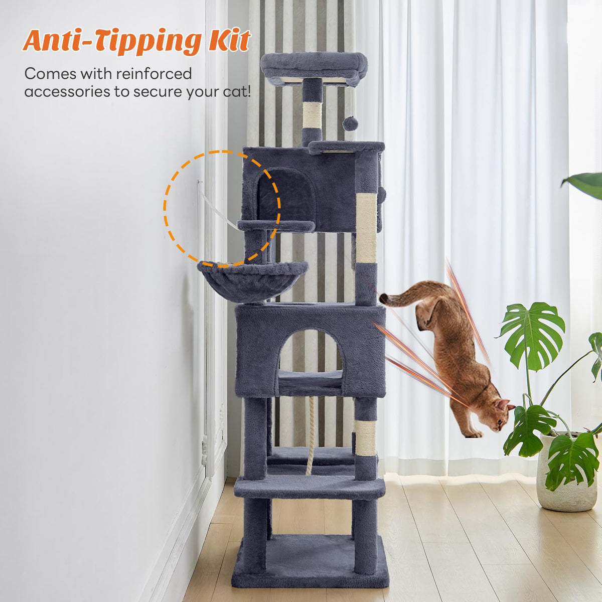 66 Inch Cat Tree Tower with Scratching Posts T864