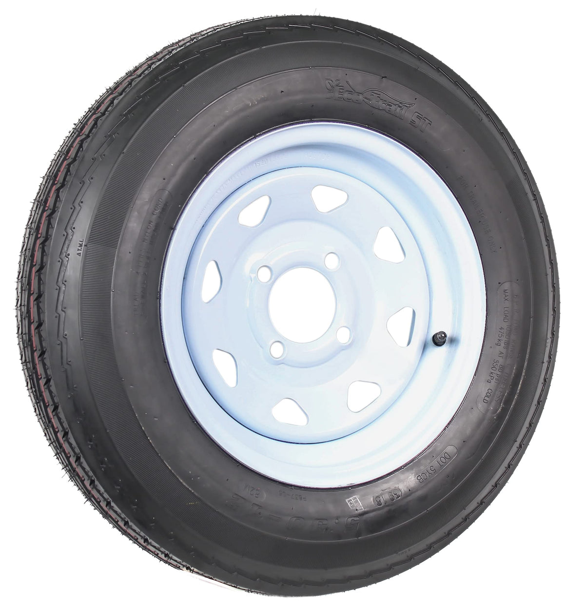 2-Pack Trailer Tire Rim Assembly 5.30-12 4 Lug White F6321