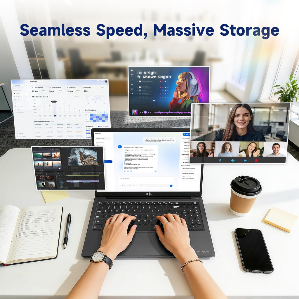 15.6" FHD Laptop, Intel 4 Cores, 8GB RAM, 256GB SSD J60690