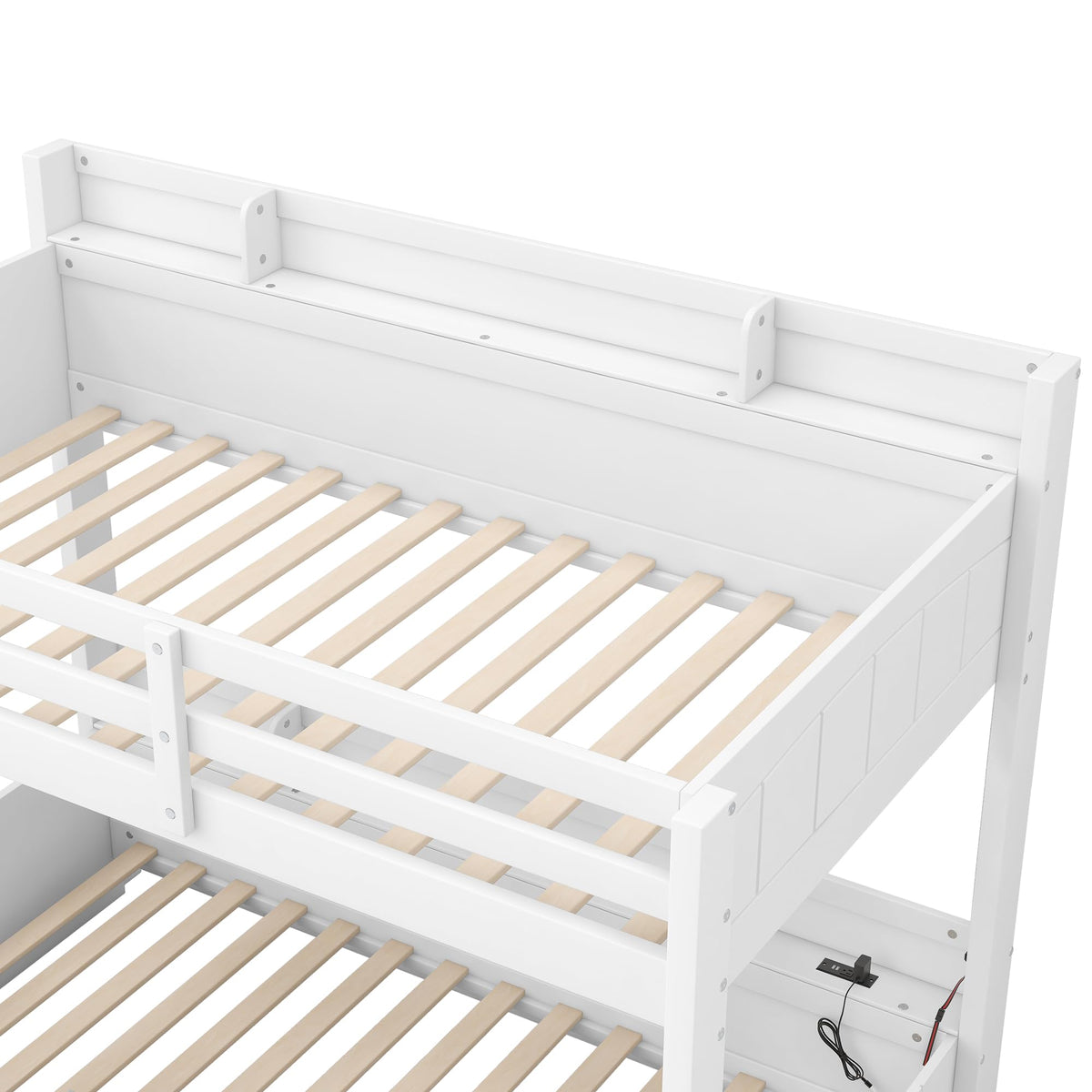 Twin Over Full Bunk Bed with Storage Shelves X96214