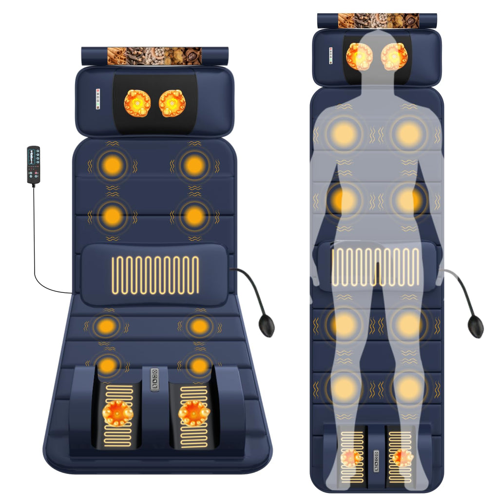 Full Body Massage Mat with Heat, 9 Vibrating Modes, Detachable Neck Massager S198181