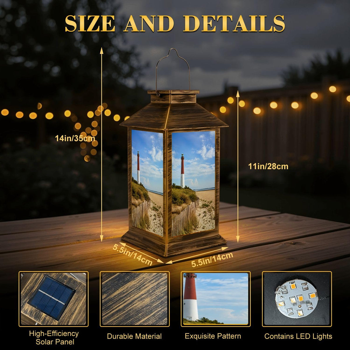 Solar Lantern Outdoor Waterproof LED Hanging Tabletop Lamp N145