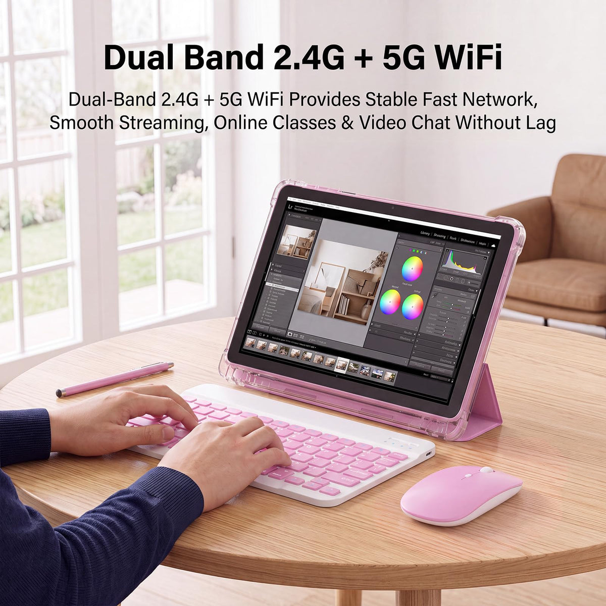 10 Inch 2 in 1 Tablet with Keyboard Kit & Case Pink U820