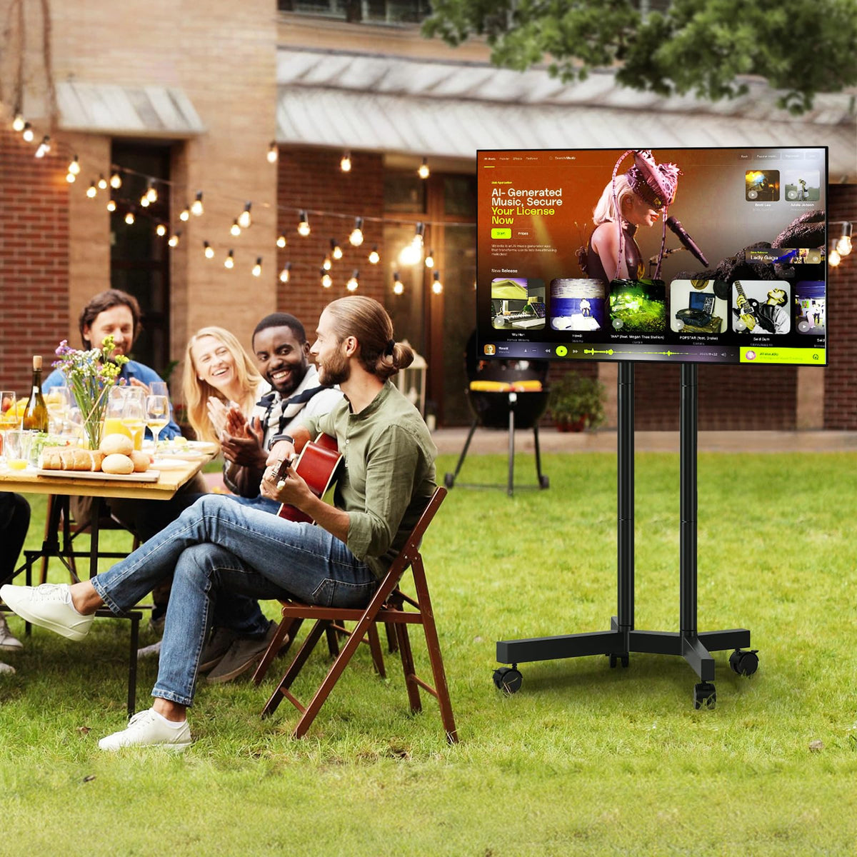 Dual-Pole Rolling TV Stand for 32-75 inch TVs E489758