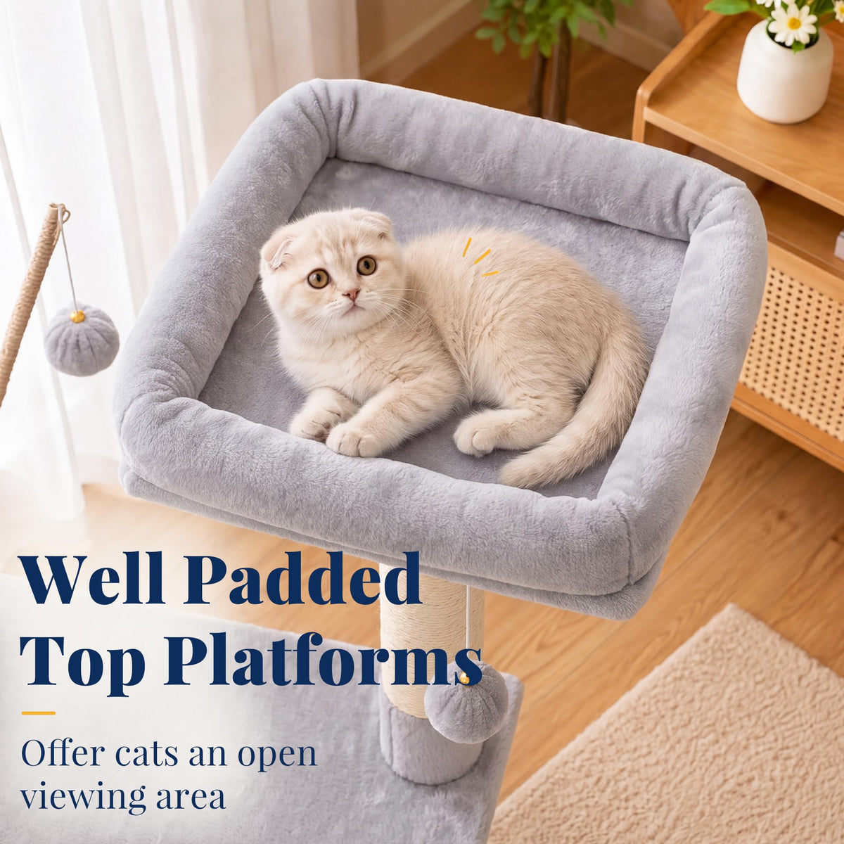 Cat Tree Tower with Padded Platform Bed, Hammock G3928