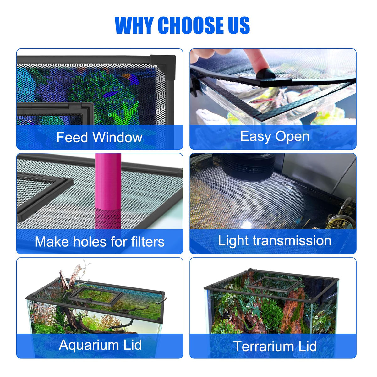 43"x27" Magnetic Aquarium Lid with Feeding Window U533028