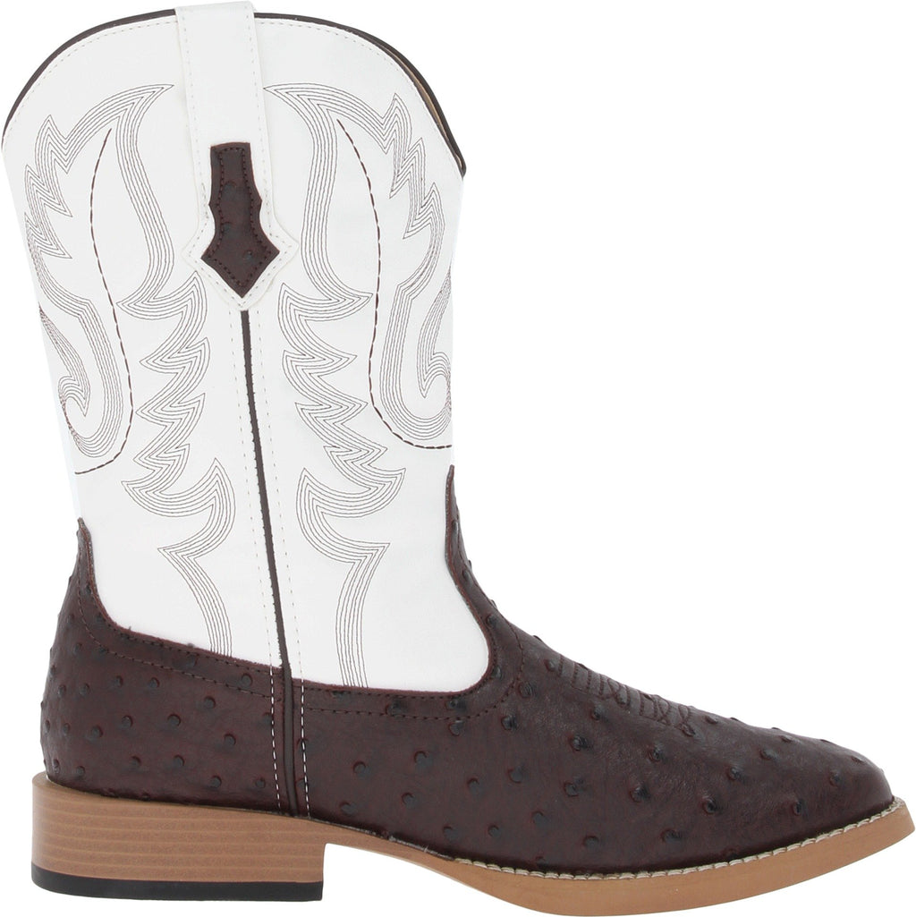 Brown Mid Calf Square Toe Boots E30816
