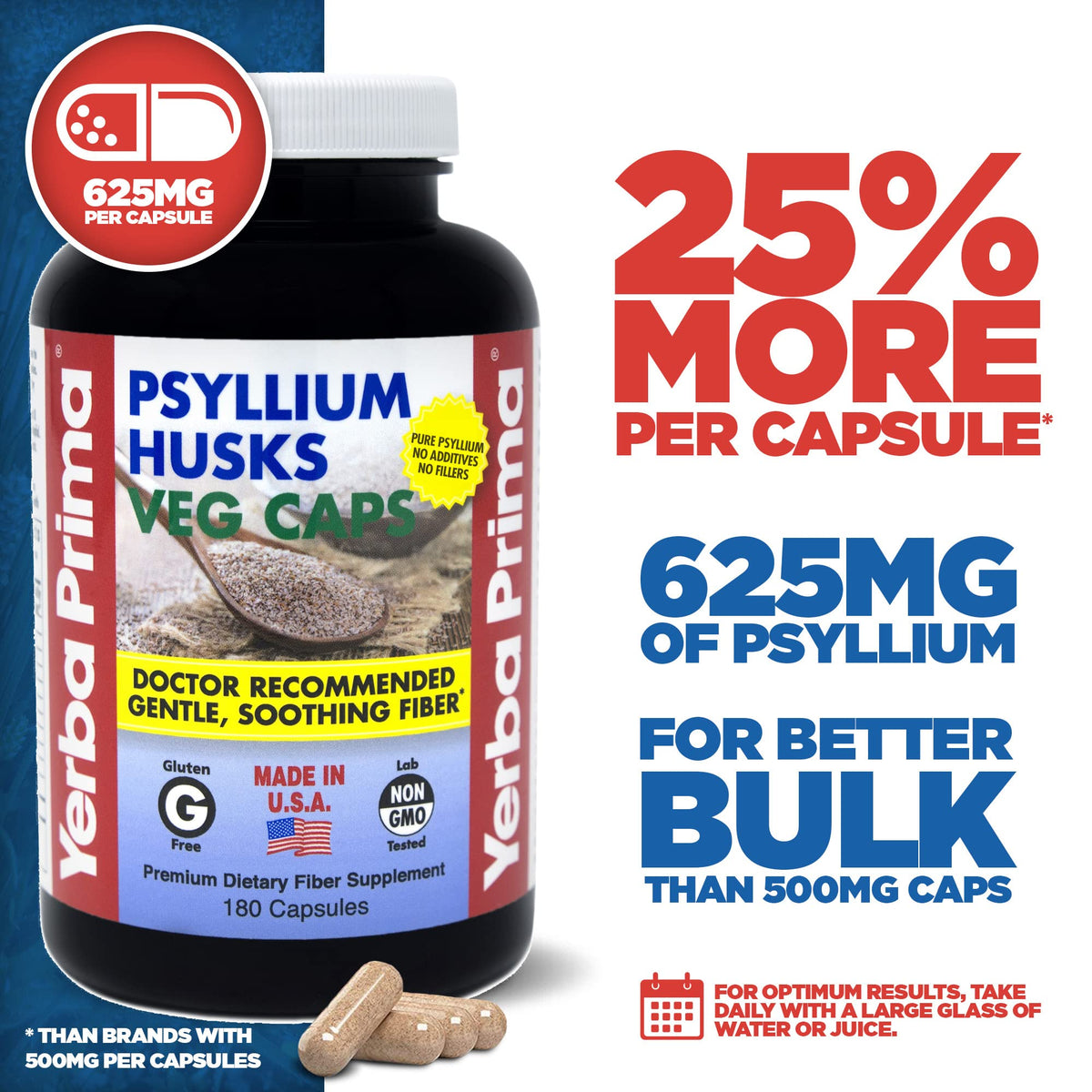 180 Veg Capsules Psyllium Husks Fiber Supplement A28017