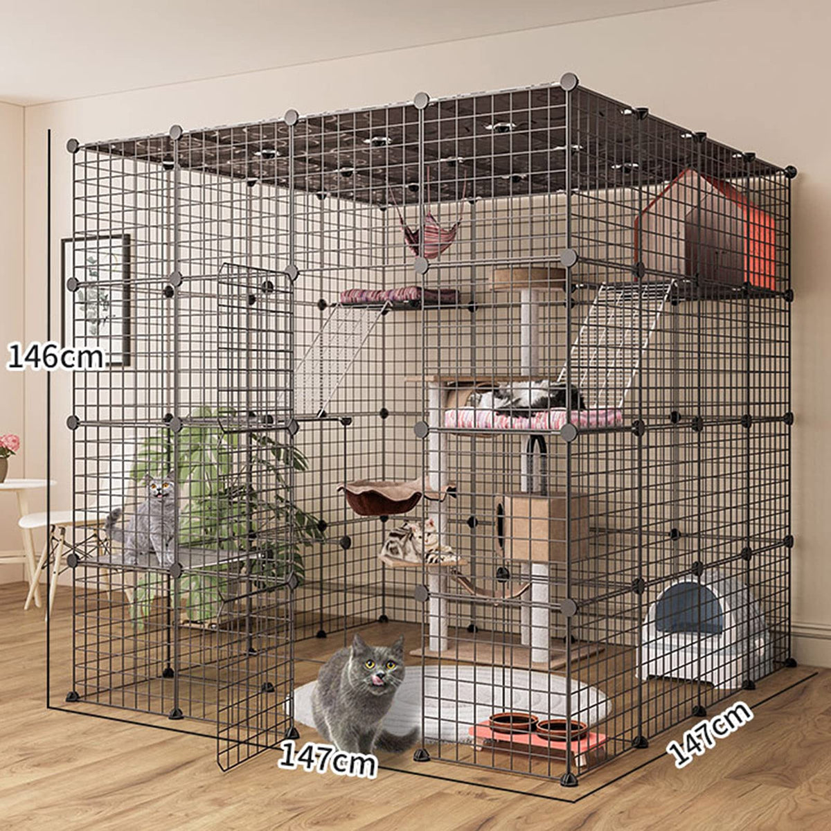 Metal Wire Small Animal Cage 147 * 147 * 146cm R364
