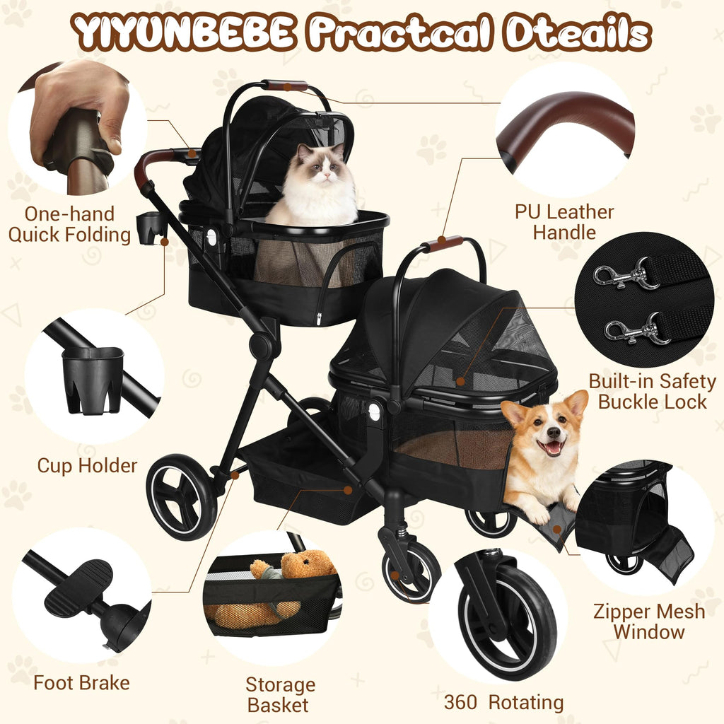Foldable Double Pet Stroller E34930