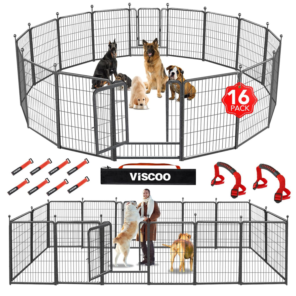 16 Panels 40" High Metal Dog Playpen with Gate X218948