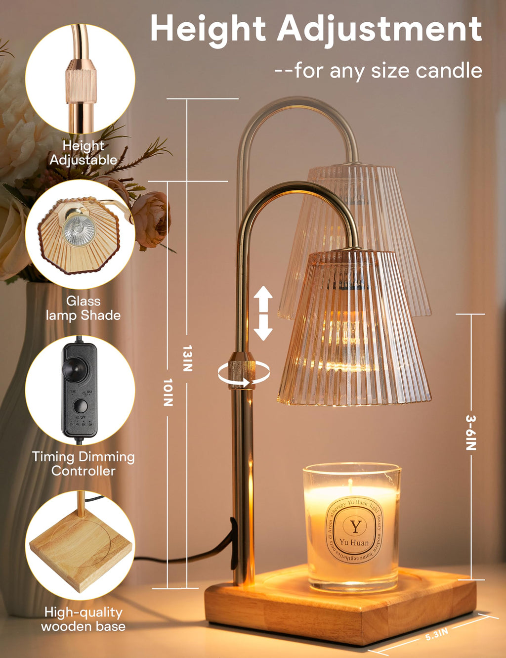 Candle Warmer Lamp Gold Y7060