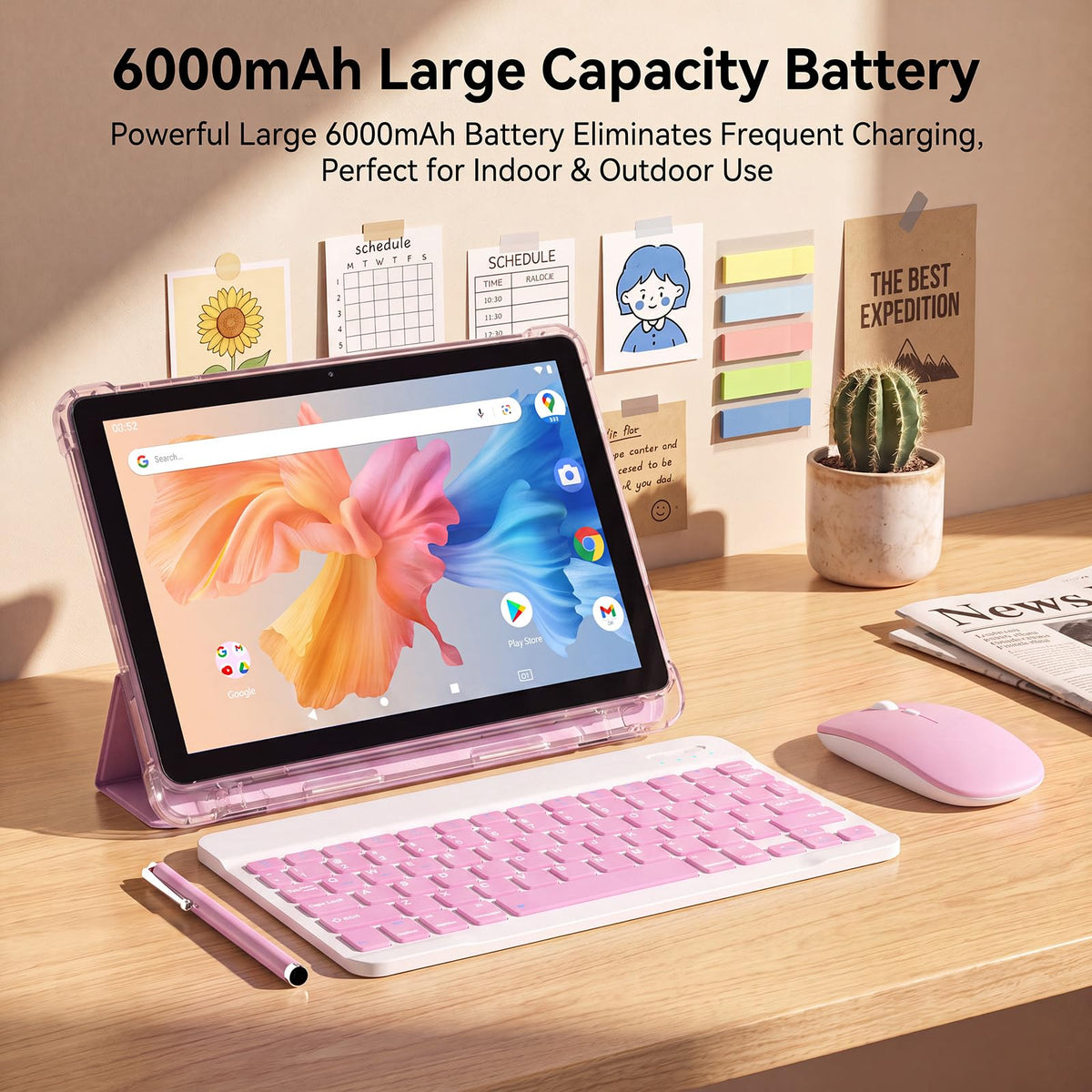 10 Inch 2 in 1 Tablet with Keyboard Kit & Case Pink U820