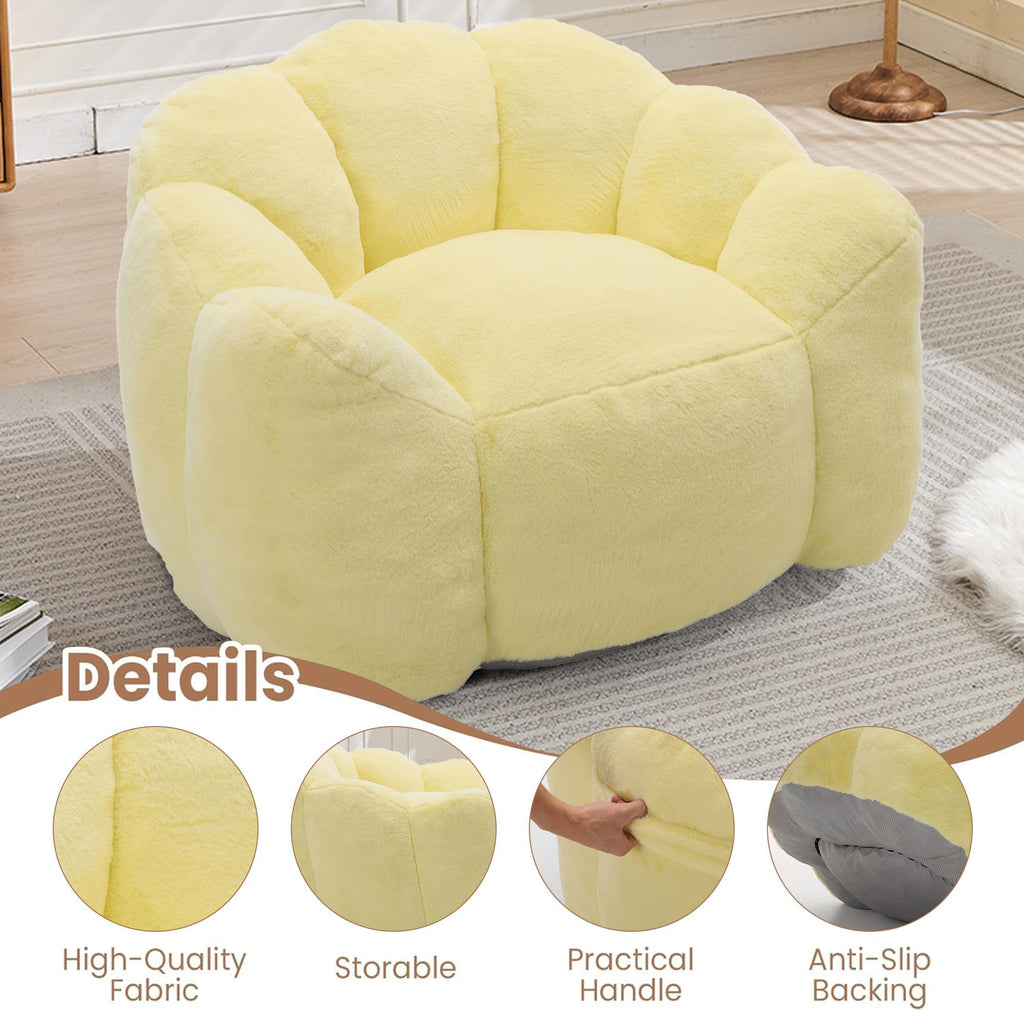 Floral Shaped Faux Fur Bean Bag Chair V5796
