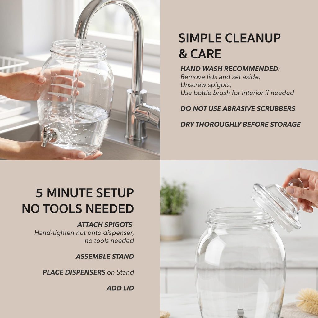 Glass Beverage Dispenser with Metal Stand 2 Gal F56891