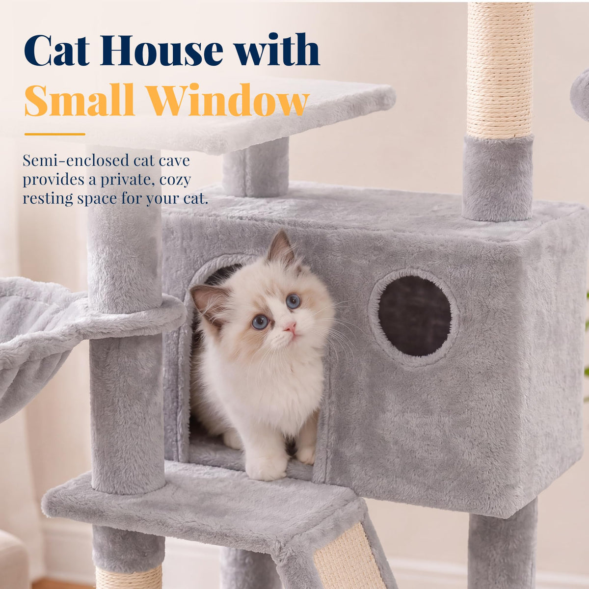 Cat Tree Tower with Padded Platform Bed, Hammock G3928