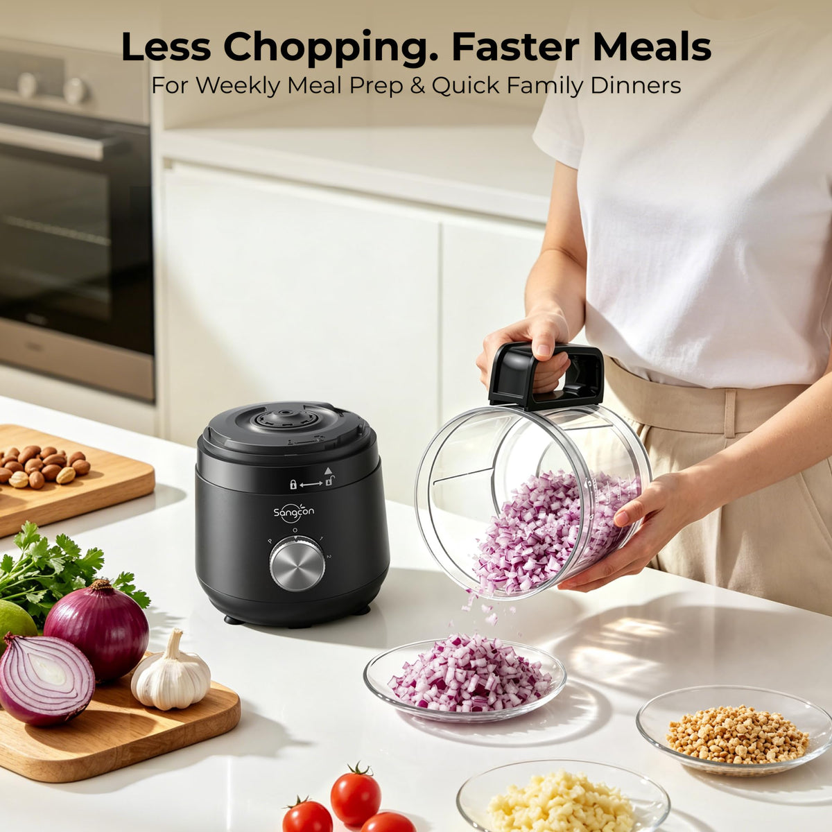400W 4-Cup Mini Food Processor D7052