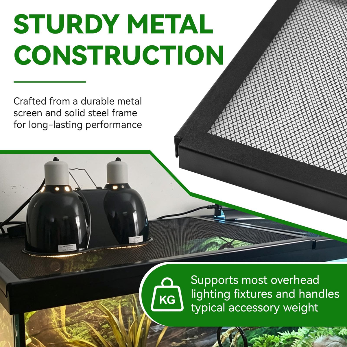 10 Gallon Tank Lid, Hinged Terrarium Screen Cover, 20.8" x 10.8" E490
