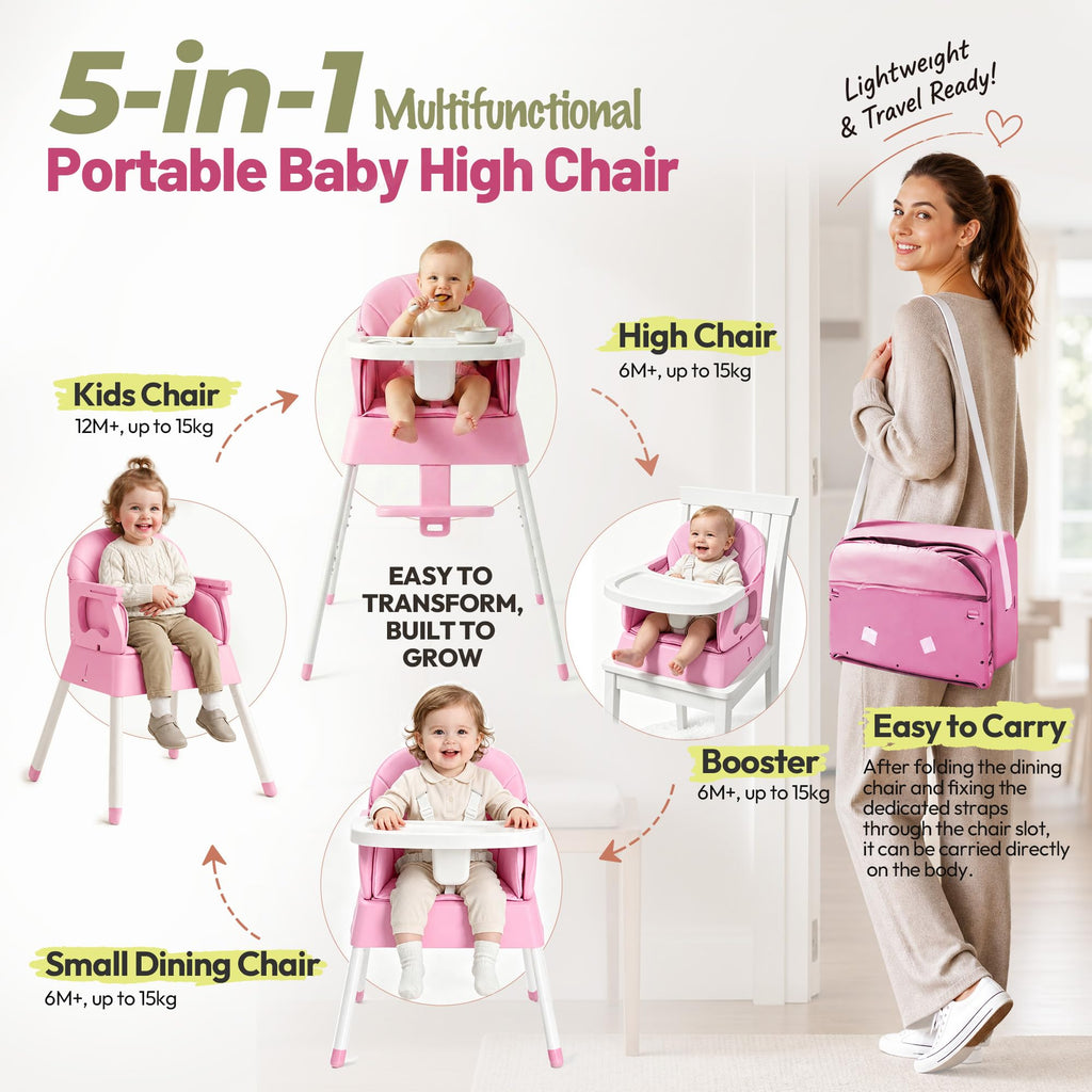 5 in 1 Foldable Baby High Chair Y118919