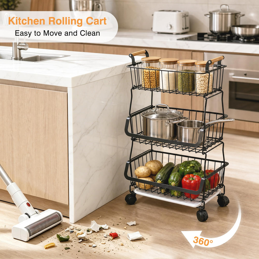 3-Tier Fruit Basket with Wheels L797