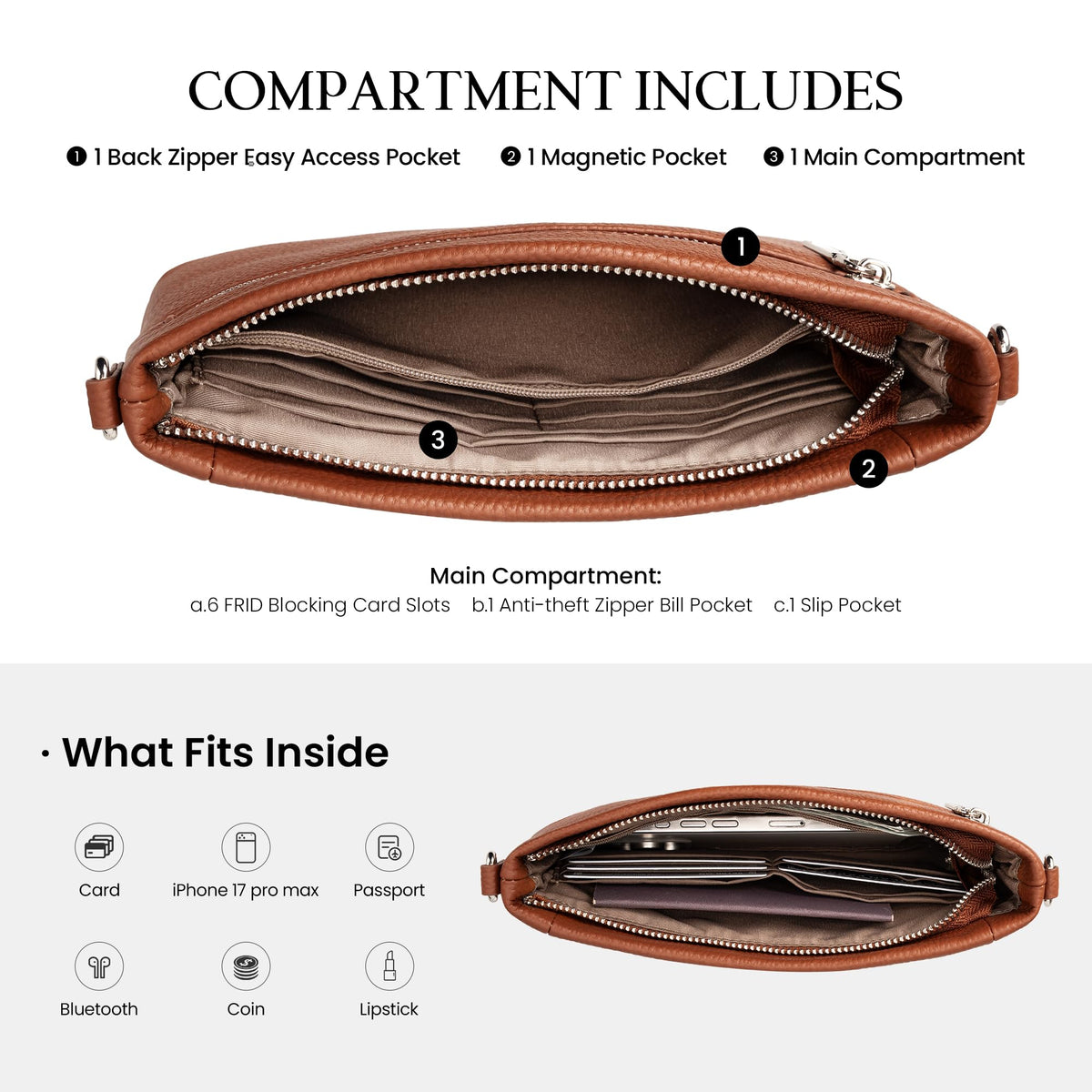 Genuine Leather Wristlet Wallet with Built in Wallet M808