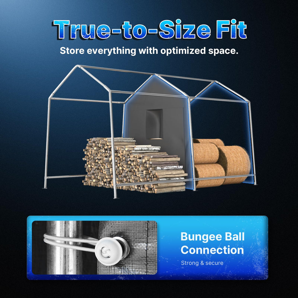 8x14 ft Steel Portable Garage Shelter with 2 Roll up Doors H368028