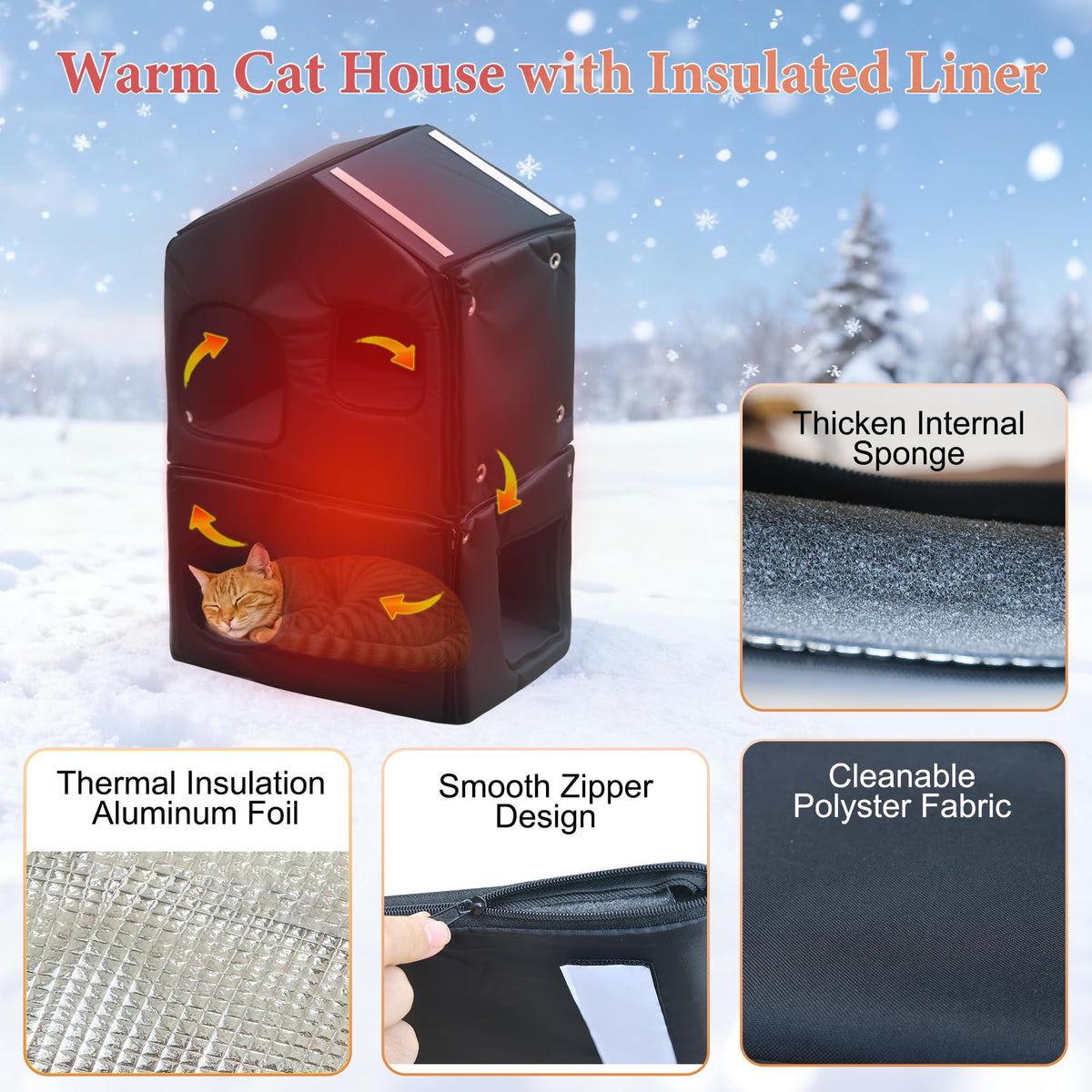 Insulated Outdoor Plastic Cat House with Cat Bowls J104198
