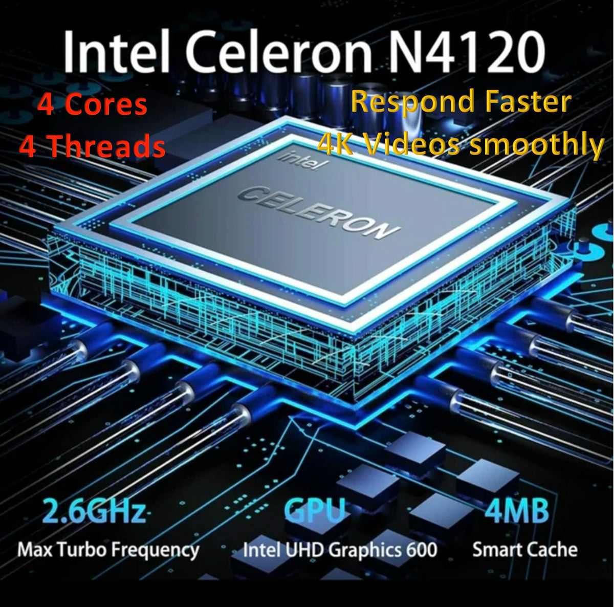14" Ultral Light Thin Laptop, Quad-Core Intel Celeron, 16GB RAM, 564GB, Windows 11 S, Royal Blue I27503