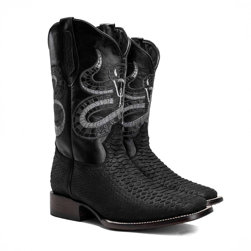 Python Leather Print Western Boots E2219