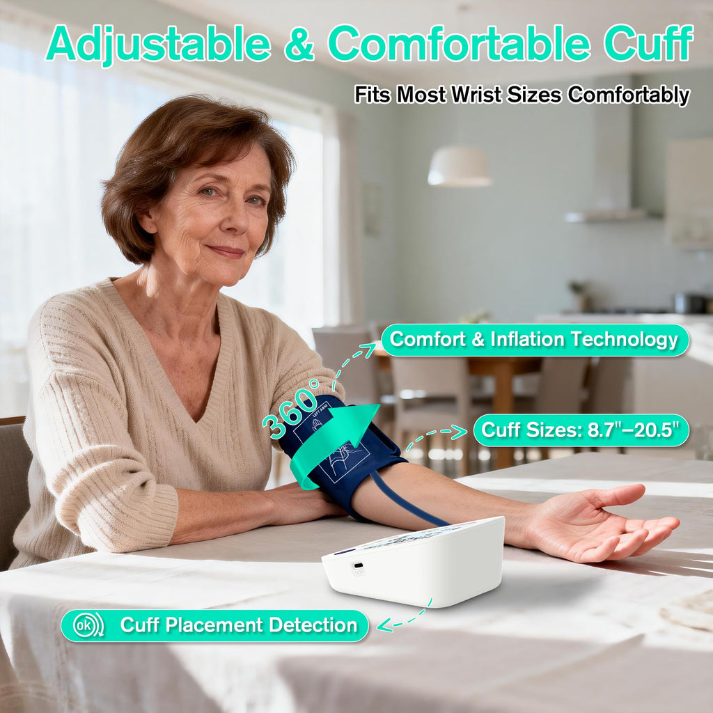 Upper Arm Blood Pressure Monitor with Large LCD Display and Wide Cuff O1190