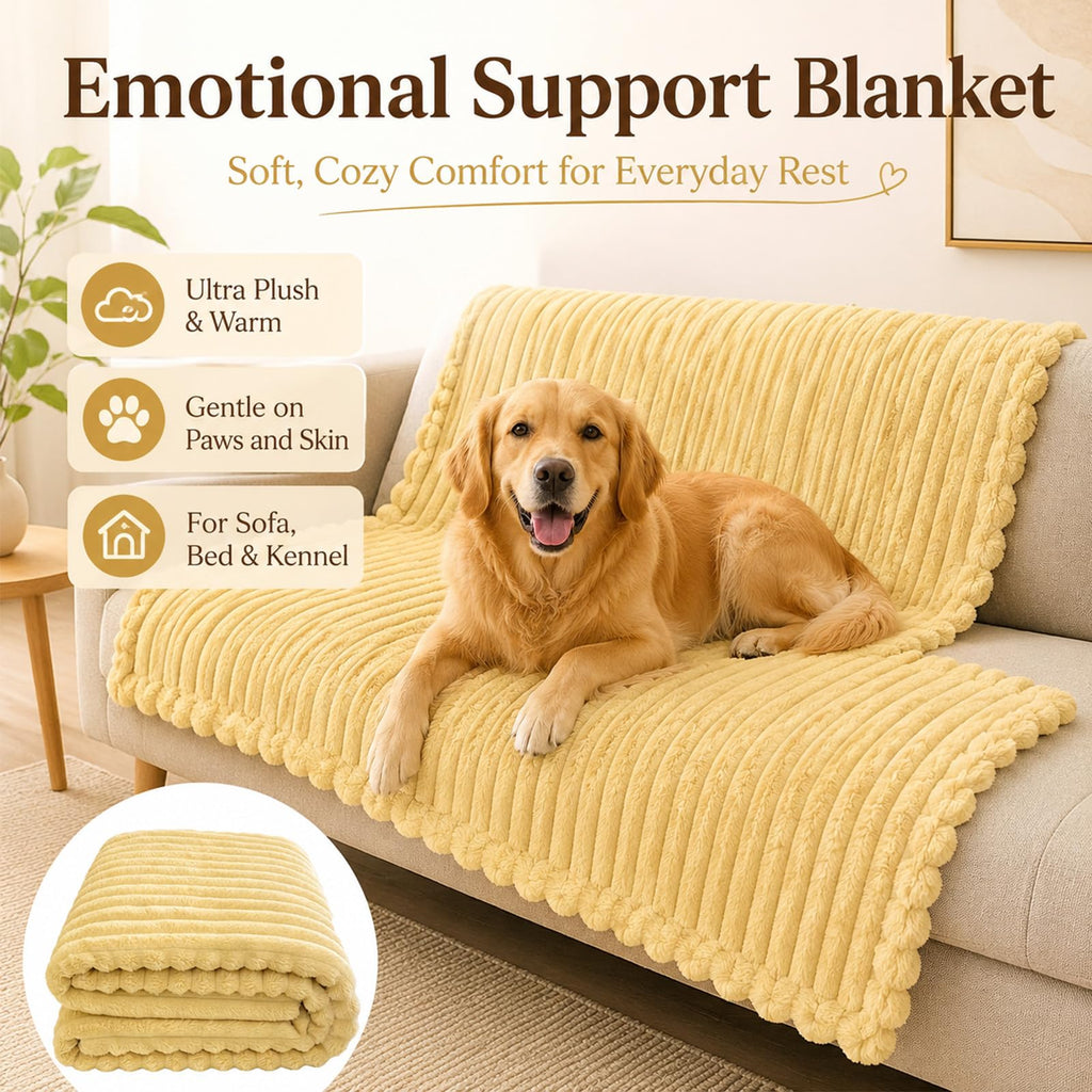 Yellow Rabbit Hair Plush Pet Blanket A5634