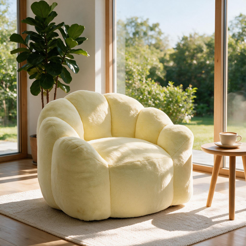 Floral Shaped Faux Fur Bean Bag Chair V5796