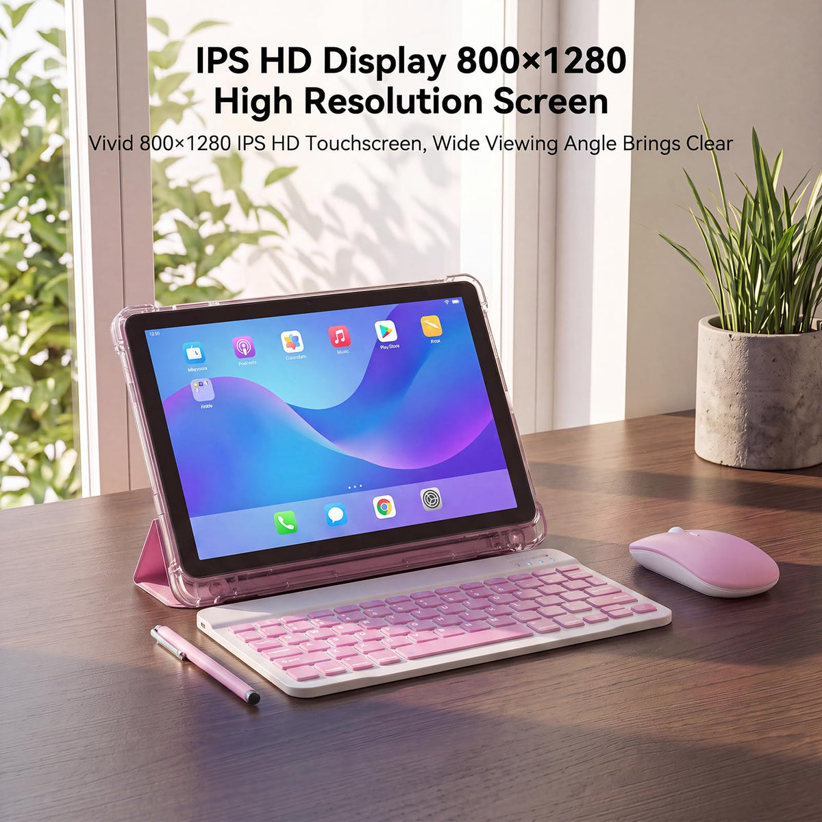 10 Inch 2 in 1 Tablet with Keyboard Kit & Case Pink U820