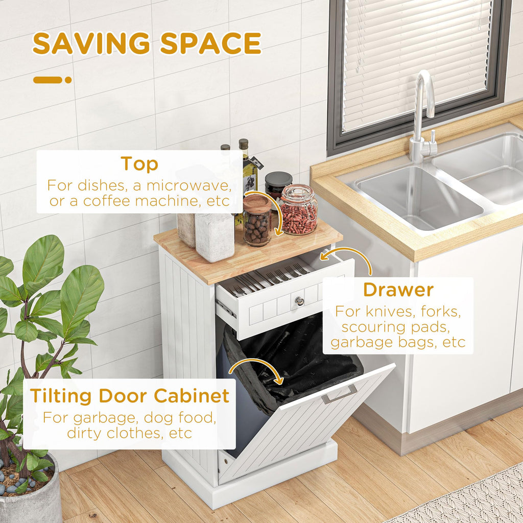 White Double Tilt-Out Trash & Recycling Cabinet V6017