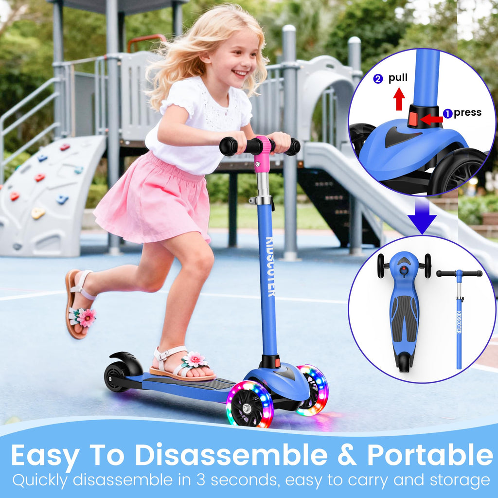 Multicolor 3 Wheel Kids Scooter with LED Light-Up Wheels W391801
