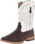 Brown Mid Calf Square Toe Boots E30816