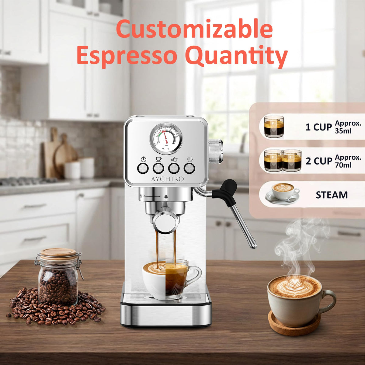 20 Bar Espresso Machine with Steam Wand E277971