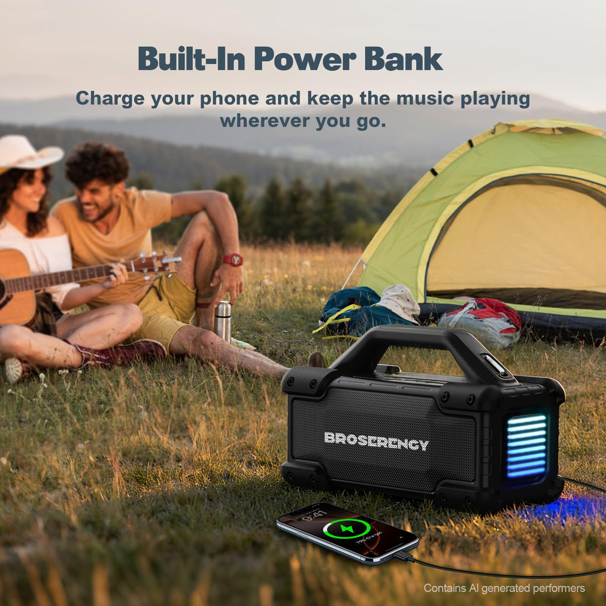 Black Portable Water Resistant Bluetooth Speaker C206