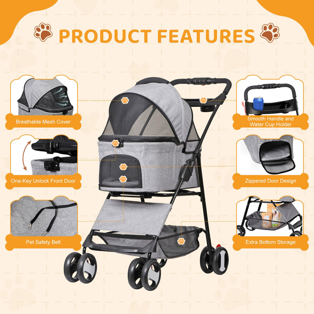 3 in1 Foldable Pet Stroller with 4 Wheels X847188