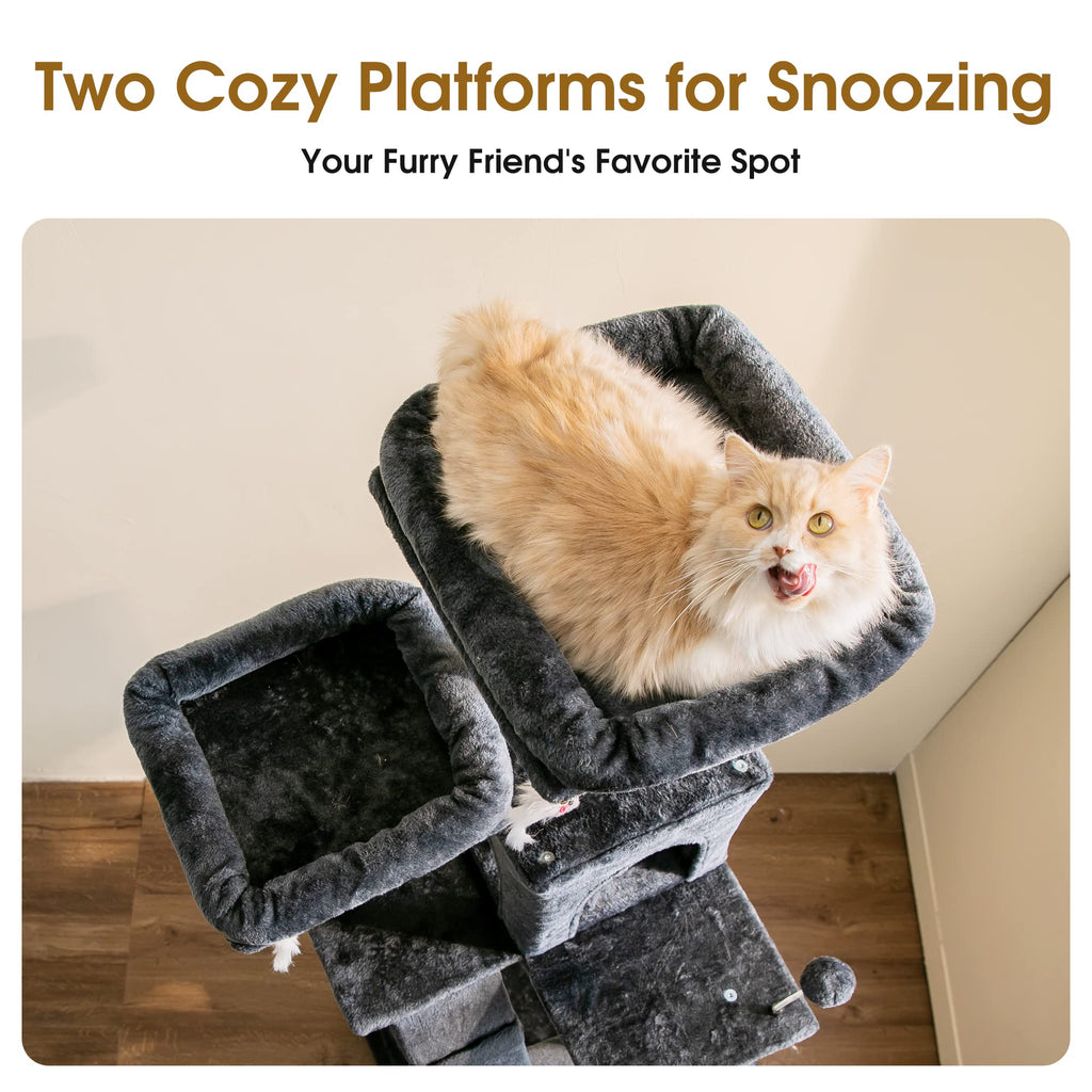70.1-Inch Multi-Level Plush Cat Tree with Hammock B224712