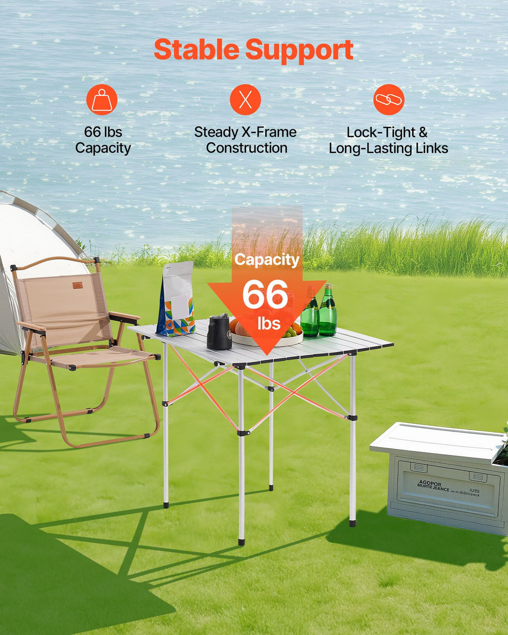 Folding Camping Table 28 inch Silver Y709