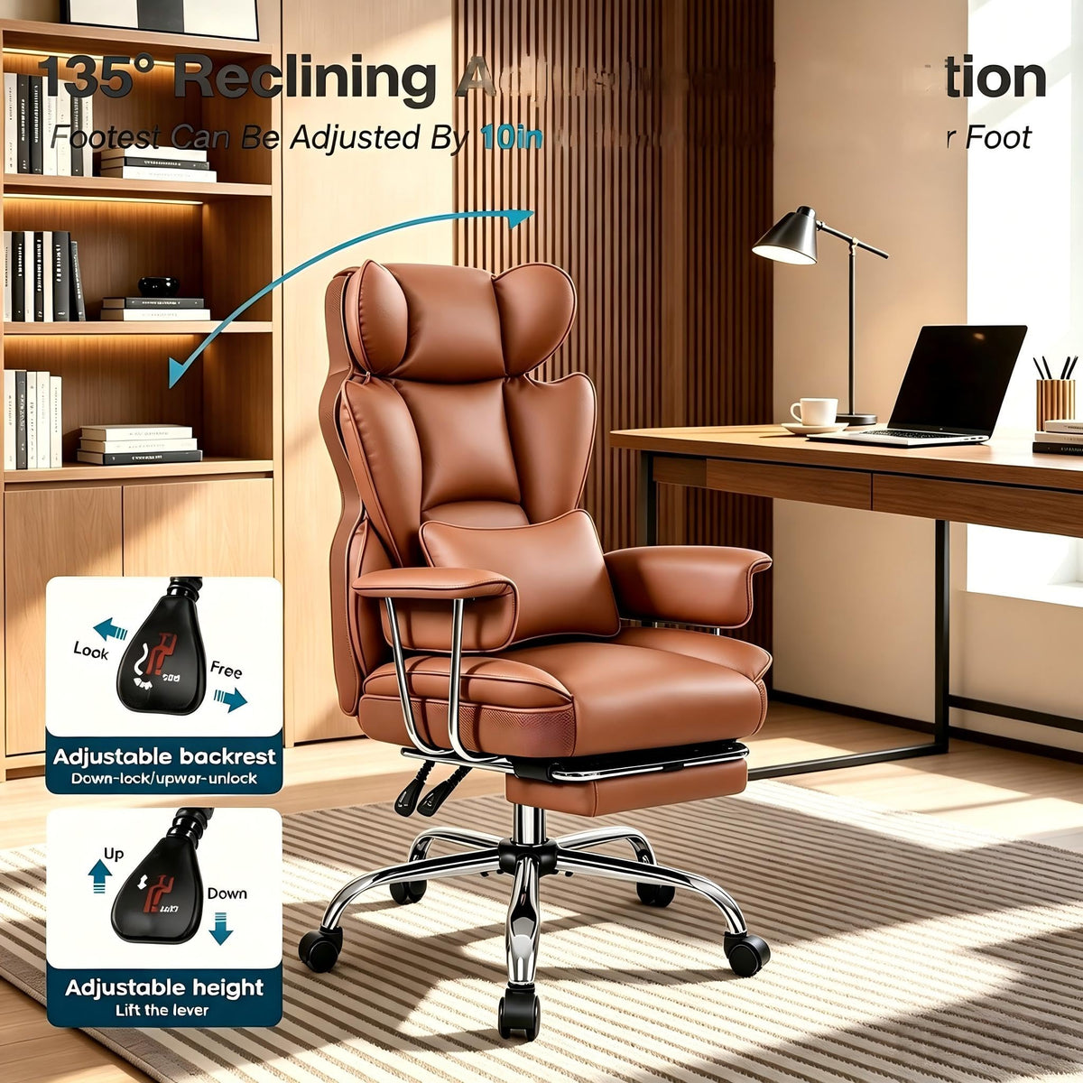 Big and Tall High Back Office Chair with Footrest I966