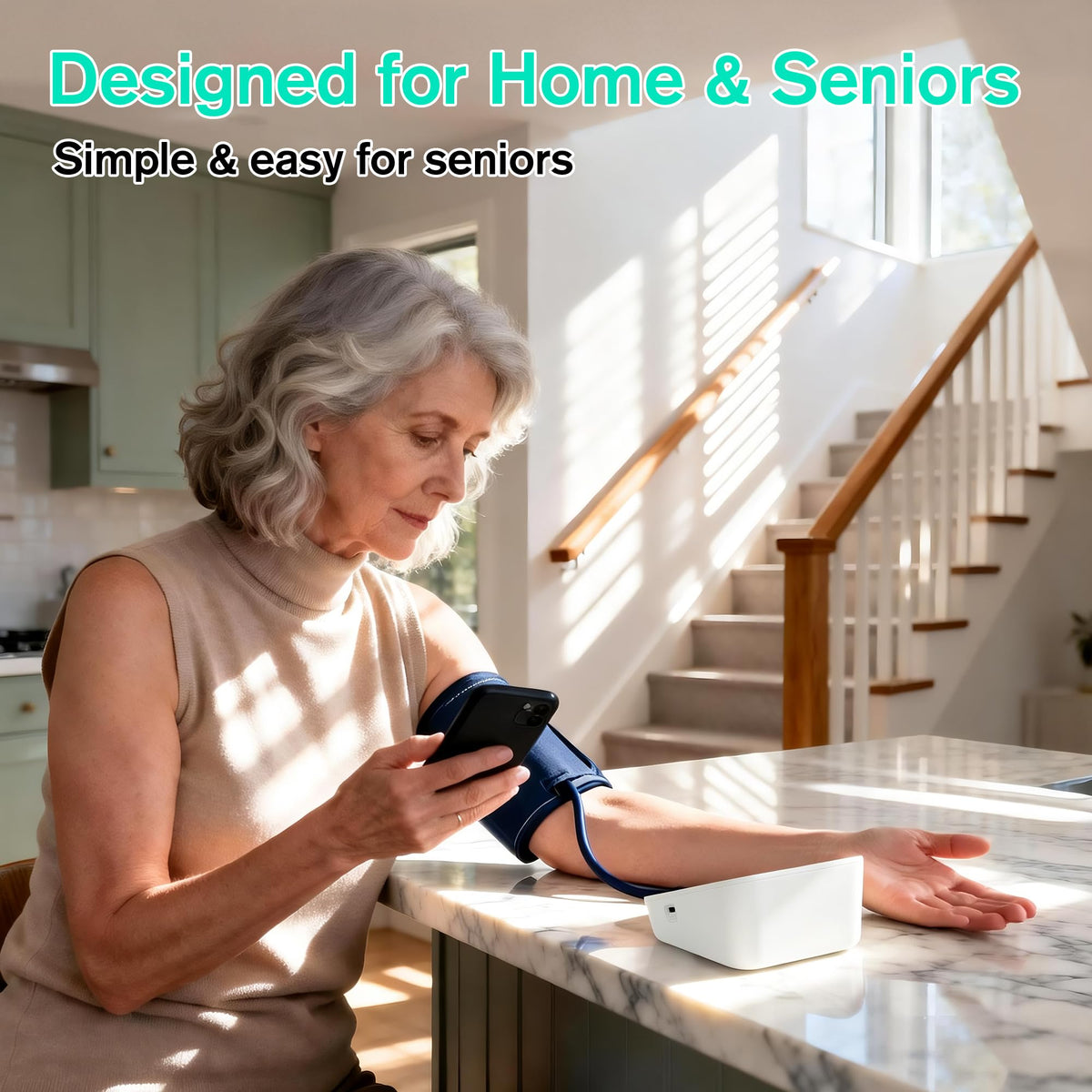 Upper Arm Blood Pressure Monitor with Large LCD Display and Wide Cuff O1190