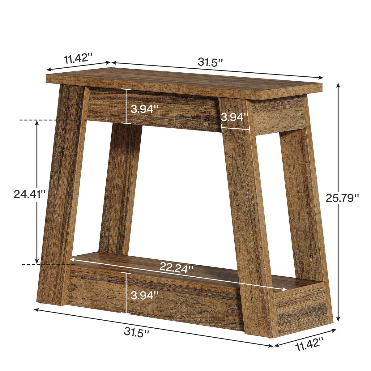 Wood End Table with 2 Storage Shelves R6037