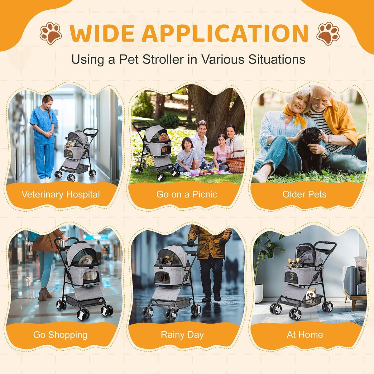 3 in1 Foldable Pet Stroller with 4 Wheels X847188