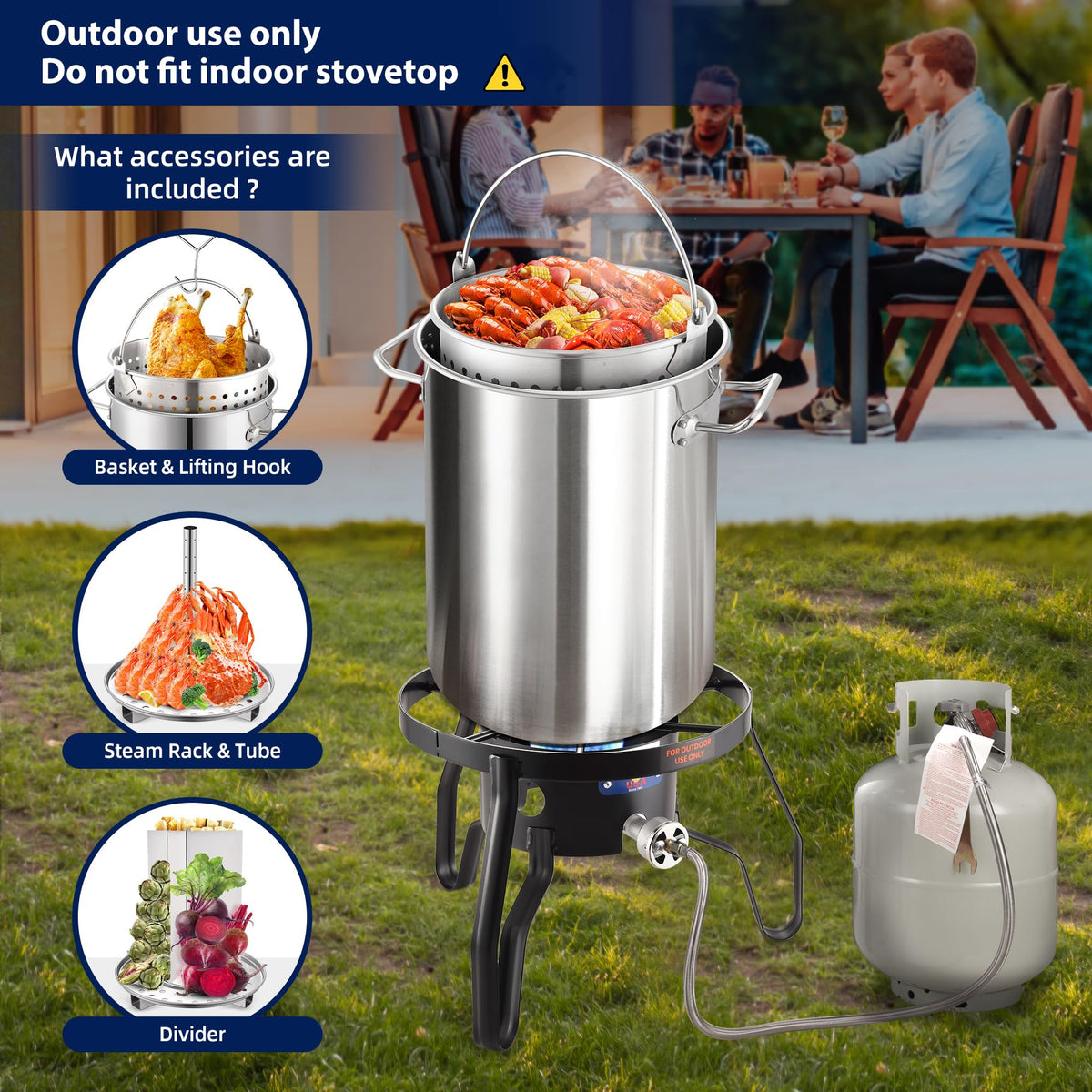 40QT Stainless Steel Stock Pot and Propane Burner A873671