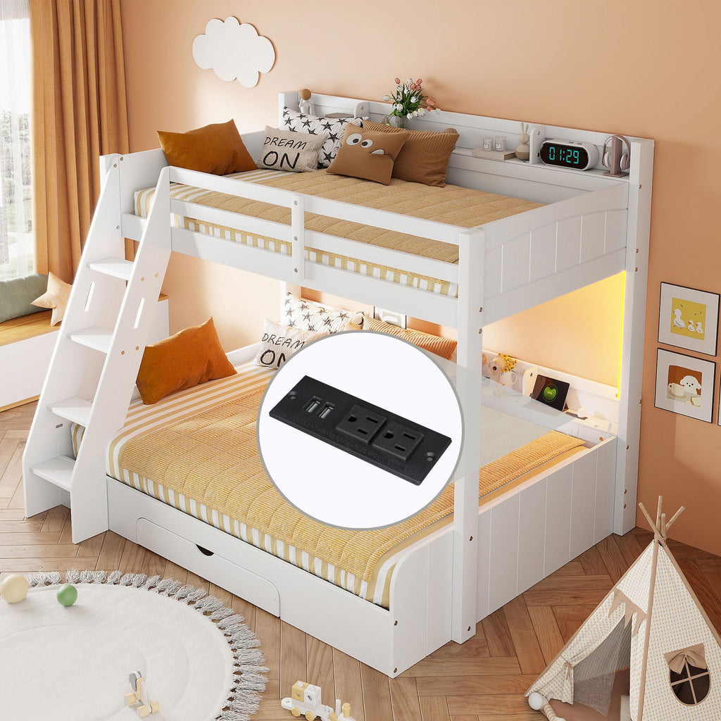Twin Over Full Bunk Bed with Storage Shelves X96214